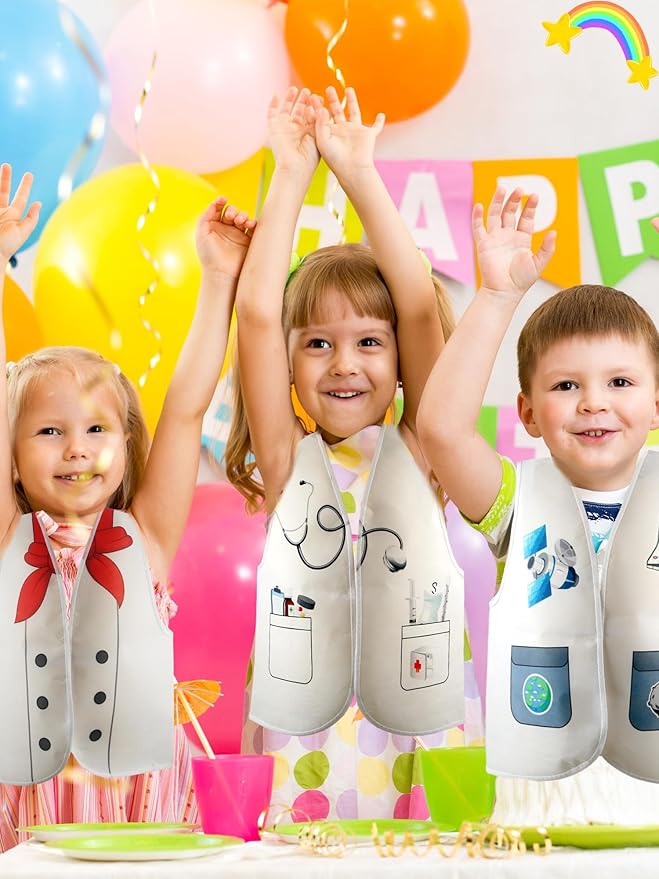 15 Pcs Kids Community Helper Dress Up Vest Career Cosplay Clothes Occupation Costumes for Toddlers Role Pretend Play