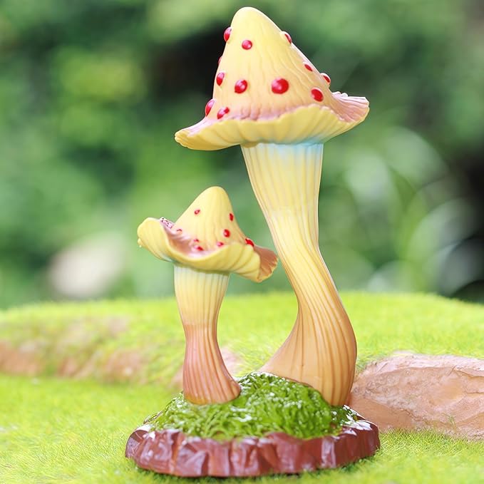 Gemini&Genius Mushroom Figurine, Plant Action Figure Toys for Kids, Hand-Painted Mushroom Figure Plants as Home/Office/Garden Decor