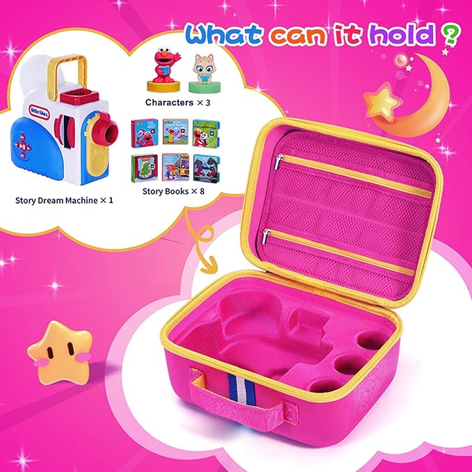 Hard Shell Case for Little Tikes Story Dream Machine Books Starter Set, Many Story Collection, Storytime/Little Golden Book Toys Storage Travel Bag (Rose Pink, Small)