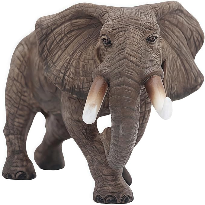 Gemini&Genius Elephant Toy for Kid, Elephant Animal Figure, Realistic 7" Large Elephant Action Figure, Wild Life Toy, Great Gift, Collection, Cake Topper, Storytelling Prop and Decor for Kids