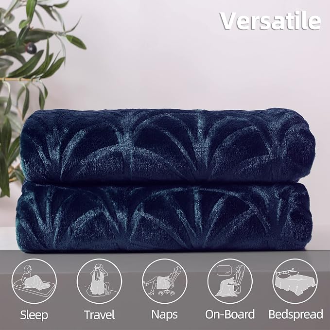 Whale Flotilla Soft Flannel Fleece King Size Bed Blanket, Navy Blue | Cozy Lightweight Breathable Coverlet, Plush Fluffy Bedspread, Vintage Pattern Decorative Blanket for Bed All Season, 90"x104"