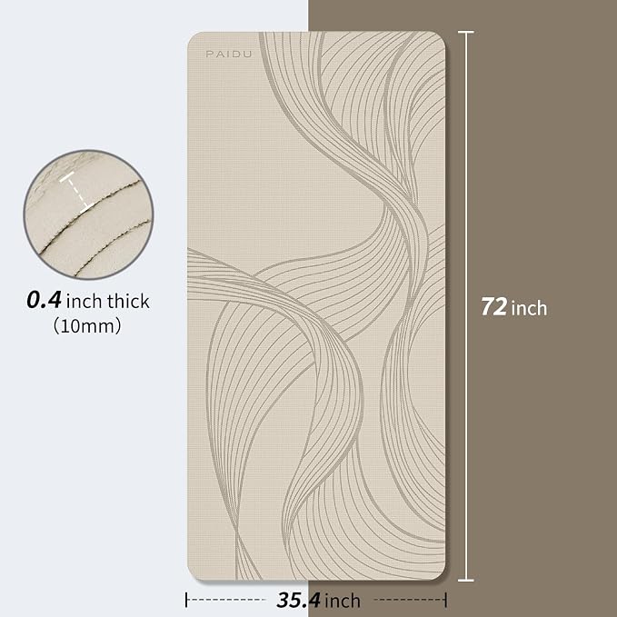 PAIDU Large Yoga Mat-72’x36’x0.4’ Extra Width ＆ Thick,Comfortable,Non-Slip Exercise Mat-Works Great on All Floor for Stretching,Yoga Studio,Gym or Home Workouts