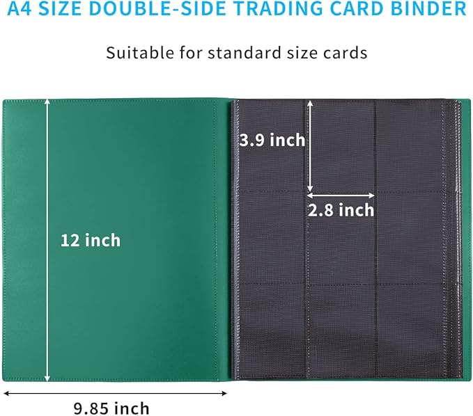 Card Binder, 360 Pockets Upgraded Trading Card Binders, Cards Collection Binder 9 Pocket, Side Loading Yugioh Binder Book Holder for MTG, TCG, Sport, Football, Baseball Collector Cards - Green