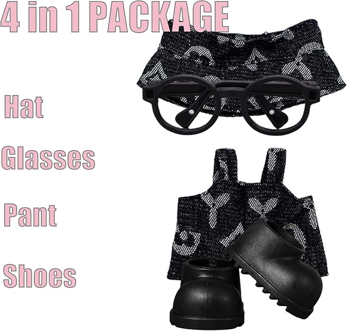 4-in-1 Doll Clothes Compatible with 17cm Dolls, Cute Outfit Set with Fashion Accessories, Chic Style for Collectible Figures (No Doll)