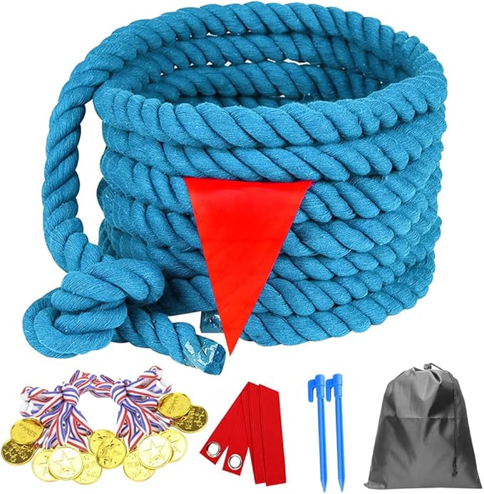 60 Feet Tug of War Rope for Kids and Adults, Outdoor Games Summer Outdoors Yard Backyard Camping Lawn for Field Day Family Reunion Birthday Party Team Building Activities Carnival