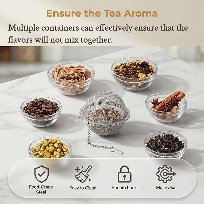 8Pcs Tea Infuser for Loose Leaf Tea, 304 Stainless Steel Tea Ball with Extra-Fine Mesh, Reusable Tea Strainer for Mug & Teapot, Tea Diffuser for Herbal Tea & Spices