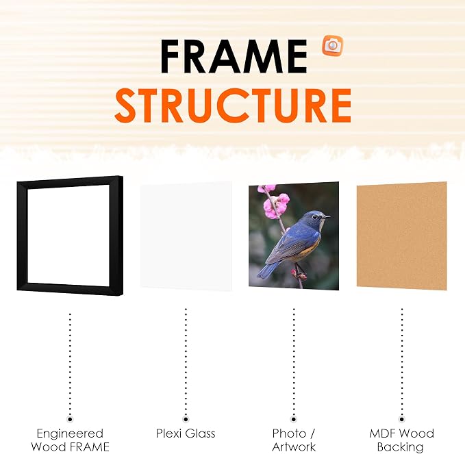 FIXSMITH 5x5 Picture Frame Set of 2, 5x5 Photo Frames with HD Plexiglass for Wall Hanging or Tabletop Display, Black