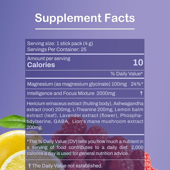 Super Cortisol Drink – Calm Magnesium Powder, 25 Servings, L-Theanine, Lion’s Mane & Ashwagandha | Relaxation, Focus & Stress Balance for Women | Sugar-Free, On-the-Go | Red Raspberry Flavor