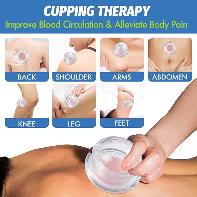ELERA Silicone Cupping Therapy L Size Sets, Professionally Chinese Massage Cups Tools, Silicone Cup for Joint Pain Relief, Massage Body (L*2 Cups)