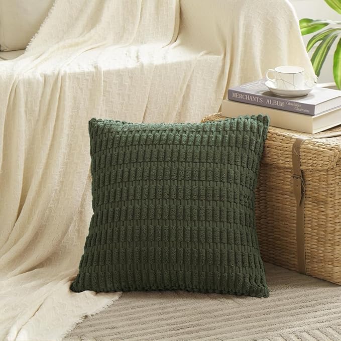 Fancy Homi 4 Packs Decorative Throw Pillow Covers for Living Room Couch Bed, Modern Farmhouse Boho Home Décor Accent Cushion Case, 16" x 16", Olive Green