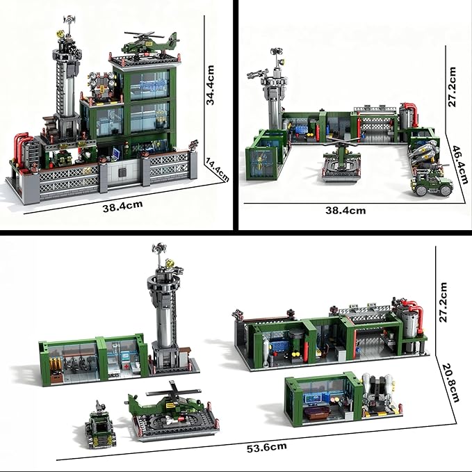 Military Base Building Set for Adults – 1753 PCS Army Model Kit with Vehicles, Helicopter & Figures, Model Building Kit for Adult, Room Decor, for Men, Teen