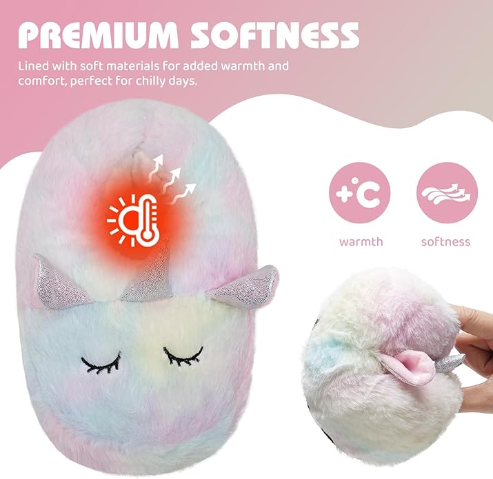 IceUnicorn Toddler Slippers Kids Cute Funny Animal House Shoes Girls Boys Christmas Fluffy Bedroom Indoor Slipper, Cat, Bunny, Unicorn, Axolotl, Fox