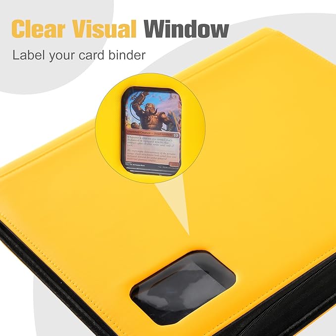 ProCase Top Loader Binder, 9 Pocket Holds 324 Toploaders, Waterproof PU Leather with Non-PVC Pockets for Trading Cards or Sports Cards, Compatible with TCG, MTG in 3"x4" Toploader -Yellow