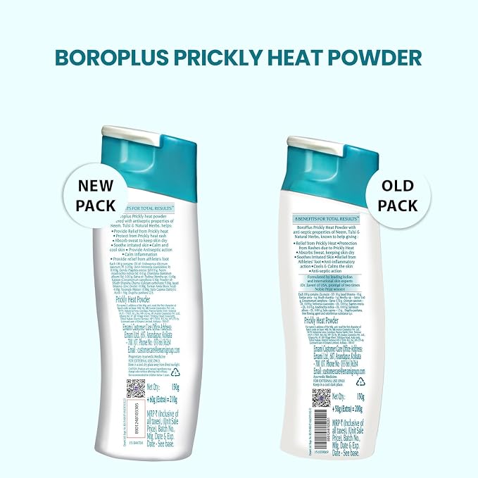 Boroplus Prickly Heat Cooling Powder | with Ayurvedic Neem & Tulsi | Anti Chafing & Sweat Absorbing Powder | Prevents Heat Rashes, Burning and Itching | 5.29 Oz/150gm
