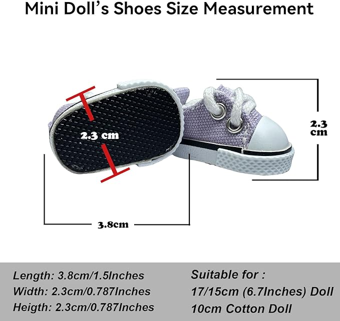 17cm Dolls Shoes, Lace-Up Canvas Sneakers Mini Shoes for 17cm Dolls, Fingerboard Shoes, Mini Finger Shoes, Clothing Accessory for 6.7in Dolls (1 Pair of Purple)