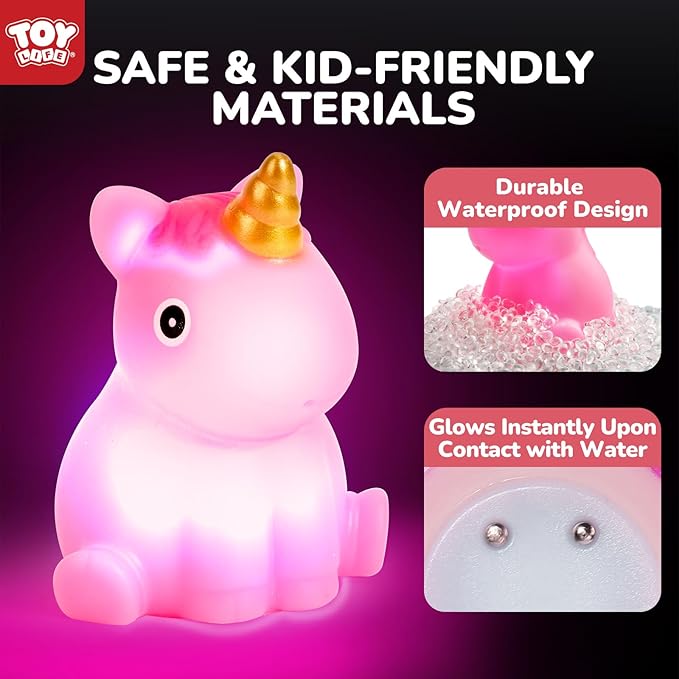 TOY Life 6 PCS Mermaid Light Up Bath Toys for Kids Ages 4-8, No Hole Glow Bath Toys for Kids, Baby Toddler Bath-Time, Birthday Gifts for Kids, Girls, Boys, Ideal for Shower, Bathtub, Pool