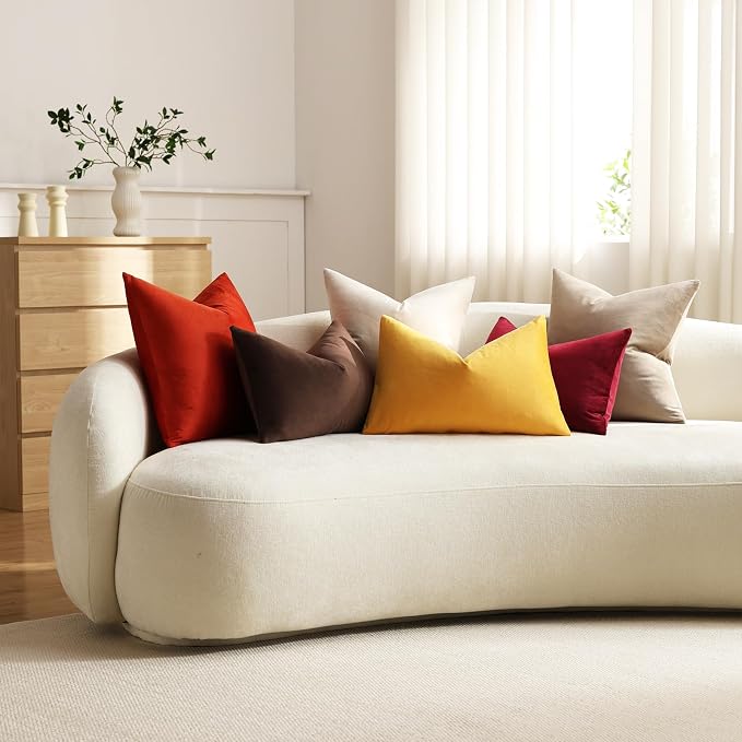 Throw Pillow Covers 22x22 Taupe: Pack of 2 Cozy Soft Velvet Square Modern Luxury Decorative Throw Pillow Cases for Sofa Couch Living Room Bed Home Decor