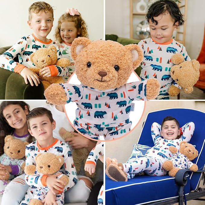 Zip N' Bear Soft Plush Teddy Bear Stuffed Animal with Cozy Cubs Pajamas - Zippy The Bear Cute Cuddly Plush Toy, Perfect Sensory Teddy for Kids, Toddlers - Adorable Gift & Bedtime Companion