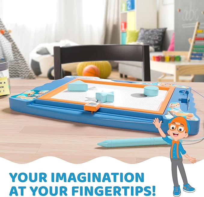 Lollipop Lolipop Blippi Magnetic Sketcher with Magnetic Pen and Stamps - Star, Heart, Triangle Shapes | Creative Drawing Pad for Kids Blippi Toys for Boys and Girls