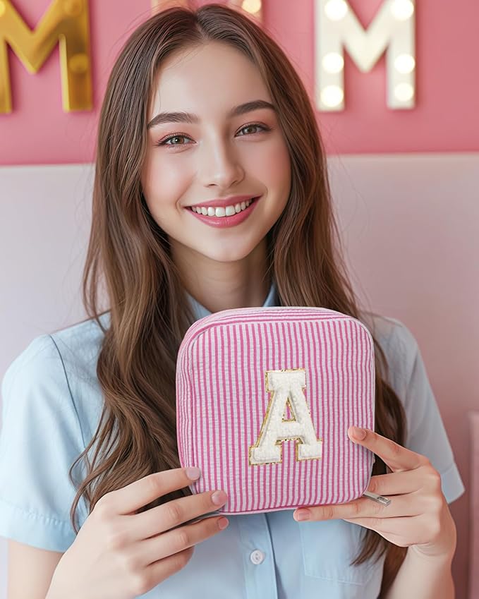 KOTORA Trendy Stuff for Her | Makeup Bag Gifts Pink Cosmetic Bag Touchland Case Stuff Gifts Skincare for 8 9 10 11 12 13 14 15 16 Year Old Gifts (Pink, A)