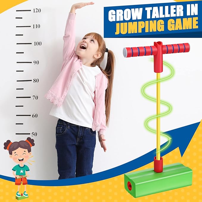 4 Pcs Pogo Stick Foam Pogo Jumper for Kids Foam Pogo Jumper Pogo Stick Toy Fun and Safe Jumping Stick for Teens Adults Outdoor Indoor Sports Gift,Makes Squeaky Sounds and Squeaks with Each Hop
