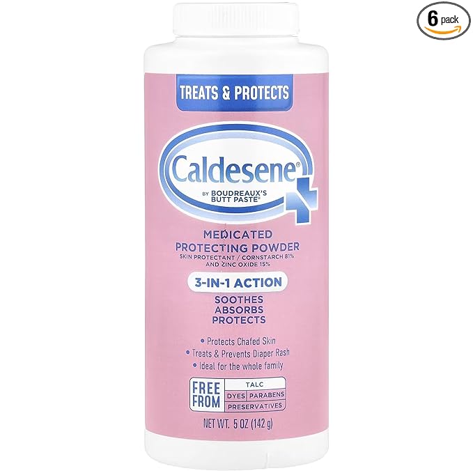Caldesene Medicated Protecting Powder with Zinc Oxide & Cornstarch, 5 oz (Pack of 6)
