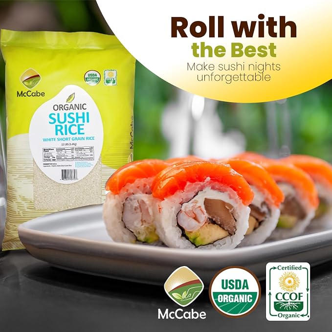 McCabe Organic Sushi Rice 12 Lbs (2 Packs), USDA Certified Organic,CCOF Certified,Product of USA