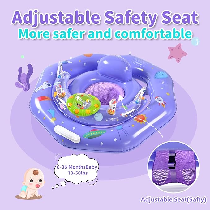 Baby Pool Float with Canopy,Interactive Toy Play Console & Adjustable Safety Seat | Infant Pool Float with Handle | Baby Float with Canopy Removable UPF50+ Sun Protection for Pool, Lake & Beach