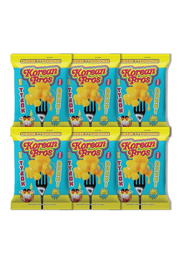 Korean Bros Cheese Tteokbokki (360g) Creamy Rice Cakes, 6 Pack | Korean Street-Style Snack or Meal, 2 Servings