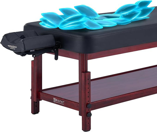 AirMaster-II 30" Professional Stationary Massage Bed | AirWave Compression & Full-Body Stretching | 3D Lumbar Traction Support | Spa & Home Wellness Table - Black/Mahogany