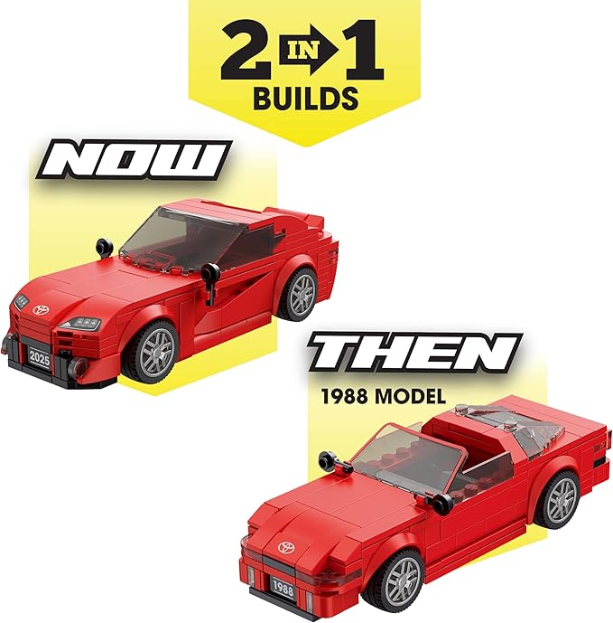 Brickcraft Officially Licensed Toyota Supra Now & Then Brick Building Kit (283 Pieces), 2-in-1 Buildable Display Set Featuring 2025 GR & 1988 Supra Models, Collectible Gift for Car Fans & Builders