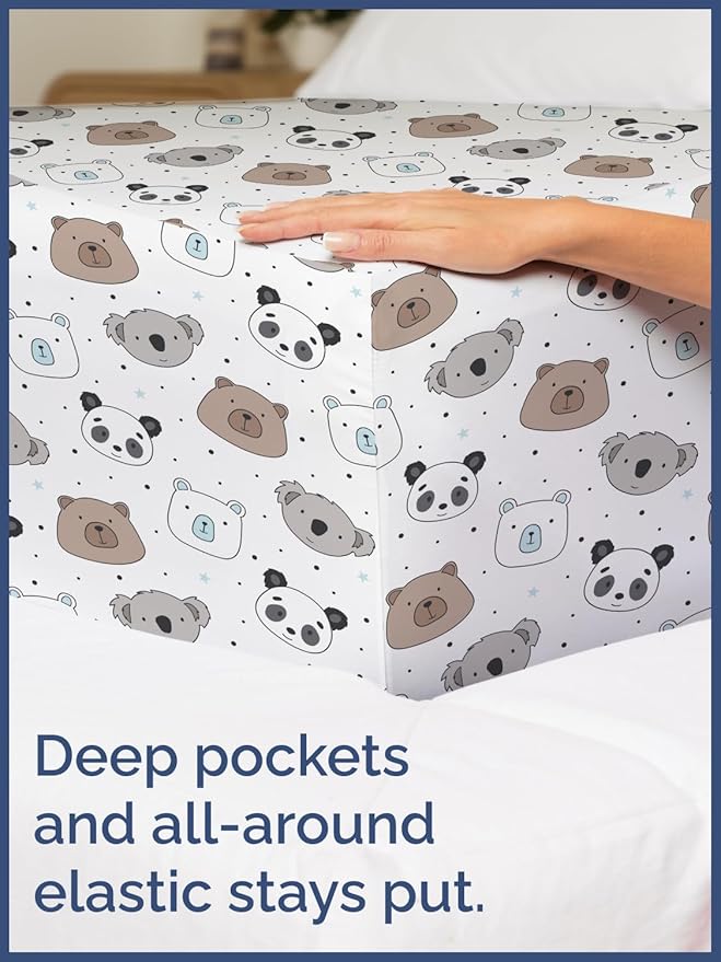 CGK Unlimited Kids Bears Queen 4 Piece Sheet Set - Boys, Girls, Teens, Toddler - Easy Fit Deep Pockets - Ultra Soft, Cooling & Breathable Sheets - Cute, Cozy, Fade and Wrinkle Free - Machine Washable