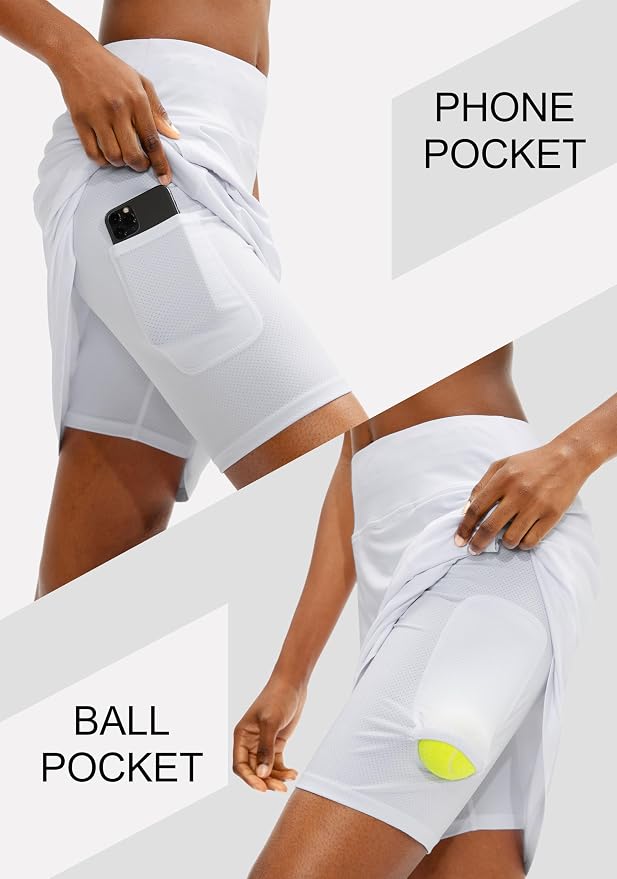 Women's 20" Knee Length Skorts Skirts UPF50+ Athletic Tennis Golf Skirt for Women Casual Summer Skirts