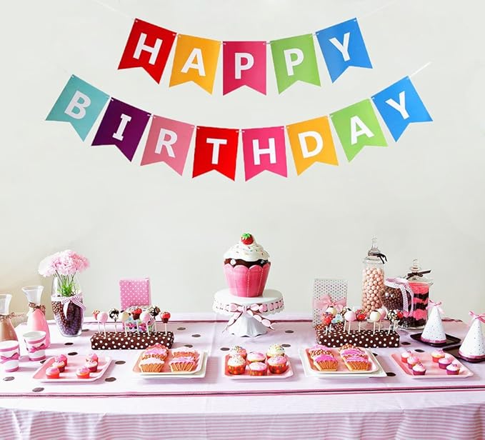 Fecedy Colorful Happy Birthday Banner Bunting