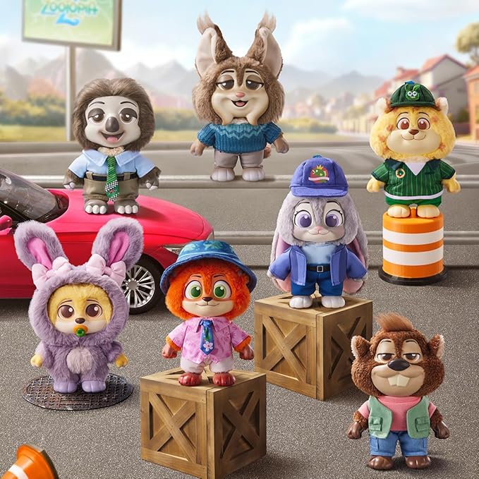 MINISO Disney Zootopia 2 City Residents Series Vinyl Plush Keychain Blind Box, Cute Animal Figure Charm Collectible Surprise Gift for Bag Decor, Random Single Box