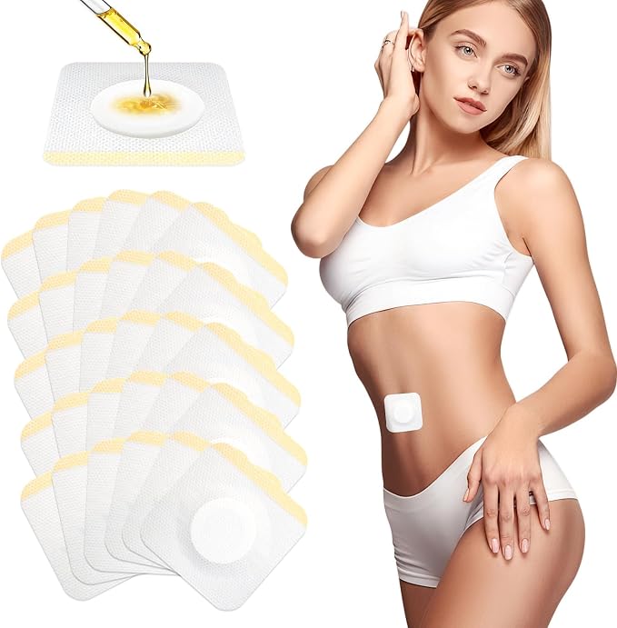 Leak-Proof Self-Adhesive Castor Oil Patches, Disposable Empty Belly Button Patch, Highly Absorbent Core, Breathable, Soft and Comfortable, Wash-Free, Easy to Use, Impermeable (100)