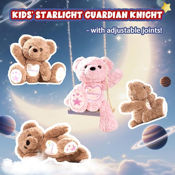 Customized Plush Teddy with Embroidered Name, Handmade Baby Shower & Birthday Gifts for Toddlers Newborns, Personalized Stuffed Animal for Girls & Boys (Teddy)