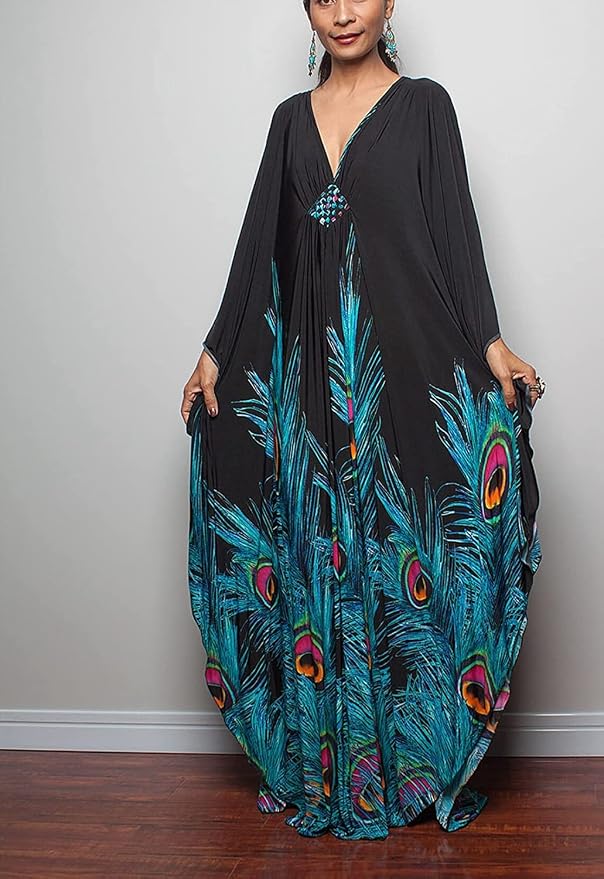 Venasha Womens Caftan Floral Print Kaftan Dress Short Sleeve Swimsuit Cover up Loungewear for Summer