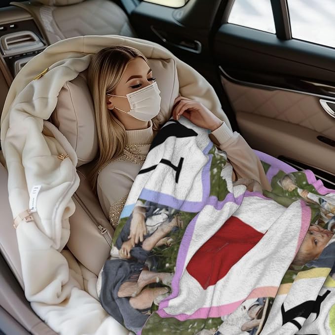 Gifts for Mom Custom Blanket with 6 Photo & Text, Personalized Birthday Blanket with Picture for Mother, HD Printing Customized Flannel Throw Blanket Gifts for Best Mom Ever