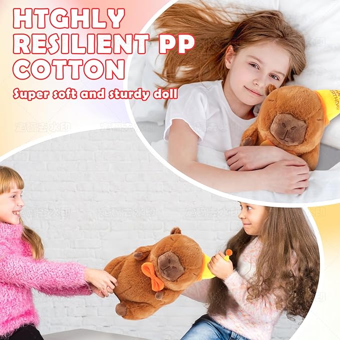 Cute Capybara Plush Toy 13.8 inch, Soft Capybara Stuffed Animal Plushies Pillow Birthday Gift for Kids