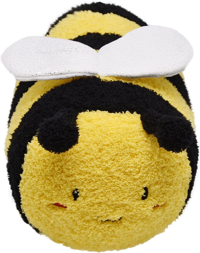 Fuzzy Bumblebee Stuffed Animal with Smile Face and White Wings Super Cute Plush Bee Toy Excellent Gifts for Kids or Honey 12 Inch