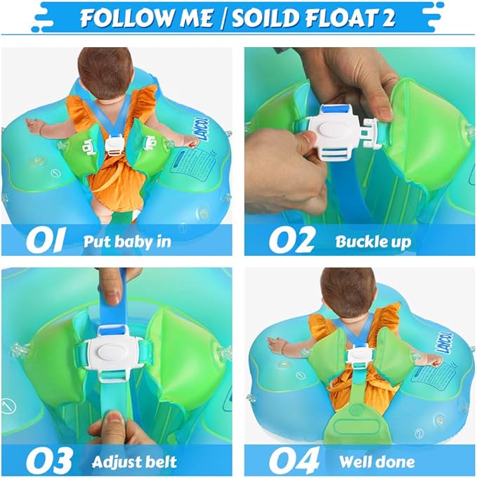 LAYCOL Baby Swimming Float Inflatable Baby Pool Float Ring with Sun Protection Canopy,add Tail no flip Over for Age of 3-36 Months