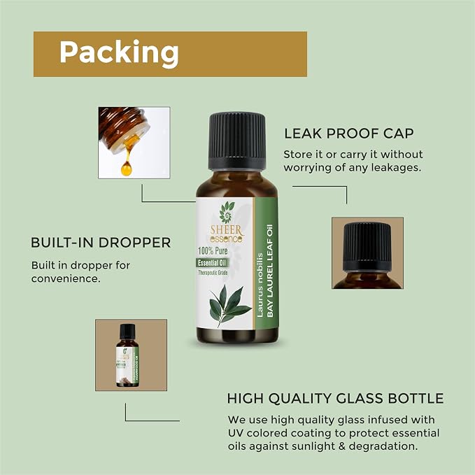 Bay Laurel Leaf Oil- (Laurus Nobilis)- Essential Oil 100% Pure Natural Undiluted Uncut Therapeutic Grade Oil 0.33 Fl.Oz.