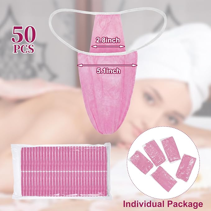 Disposable Thong Panties Women's Spa Thong Soft Breathable Disposable Tanning Underwear