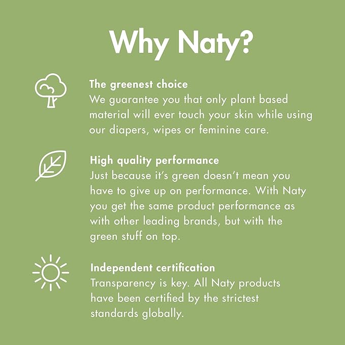 Naty Sanitary Pads Super – Plantbased and Absorbent Pads for Women, Organic Cotton Menstrual Product, Better for Feminine Health (12 Count)