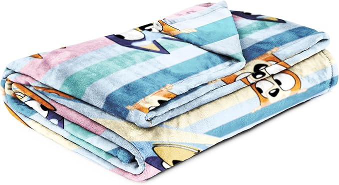 Jay Franco Plush Throw Blanket – 46" x 60" Inch Cartoon Kids Soft & Cozy Fleece Throw for Bedroom & Couch Décor, Official Licensed Product, Multi - Bluey