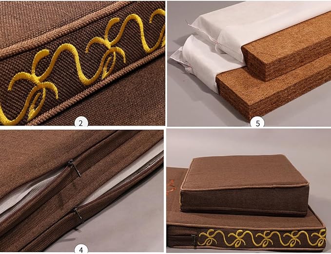 Portable Foldable Meditation Cushion Mat Set with Washable Cotton Linen Cover, Larger Thick Yoga Mat Bolster Floor Pillows Seating for Adults Meditation Accessories red-70CM