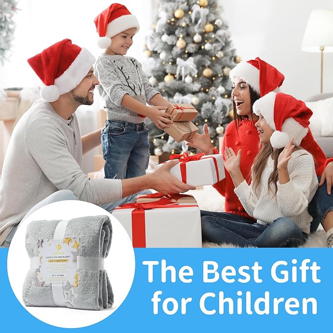 Glow in The Dark Blanket Stars Gifts for Girls Boys,Soft Blanket 3 4 5 6 7 8 9 10 Year Old Kids Gifts,Toddler Girls Toys Age 6-8,Gifts for Kids for Valentine's Day Birthday Presents,50"x60"