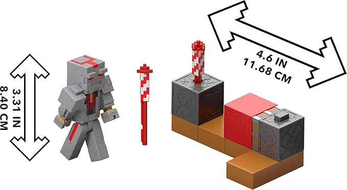 Mattel Minecraft Redstone Charged Series Action Figure & Accessories, Protector’s Firework Launcher Set with Launch Feature, 3.25-inch Scale Collectible Toy