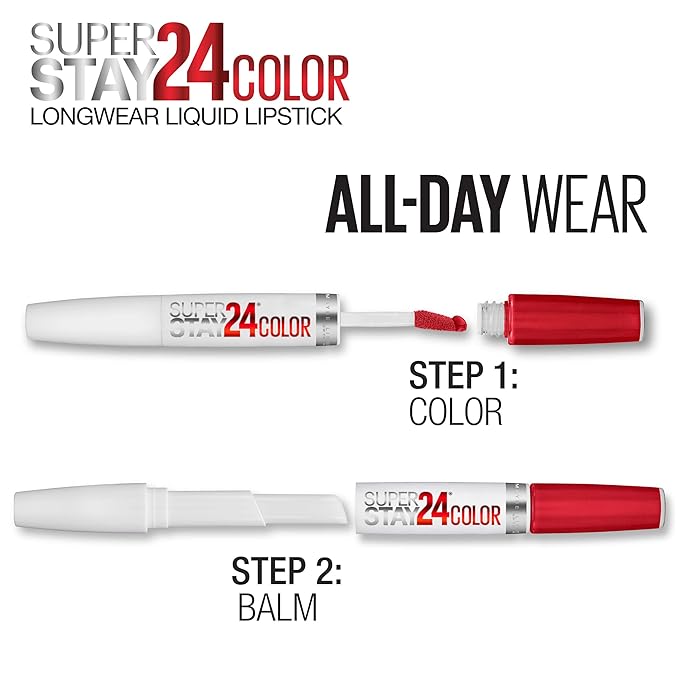 Maybelline Super Stay 24, 2-Step Liquid Lipstick Makeup, Long Lasting Highly Pigmented Color with Moisturizing Balm, Wear On Wildberry, Mauve Pink, 1 Count